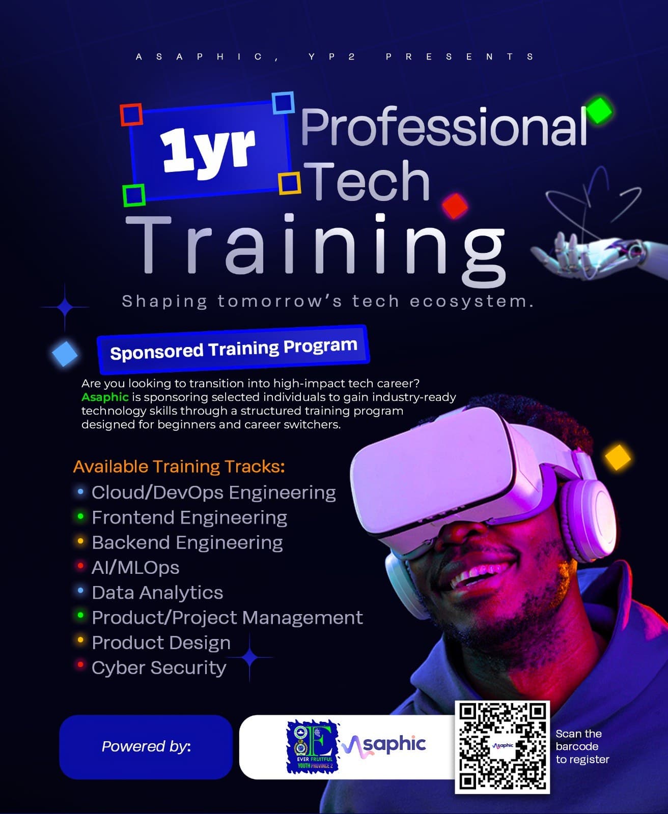 Poster for the 1yr Professional Tech Training program